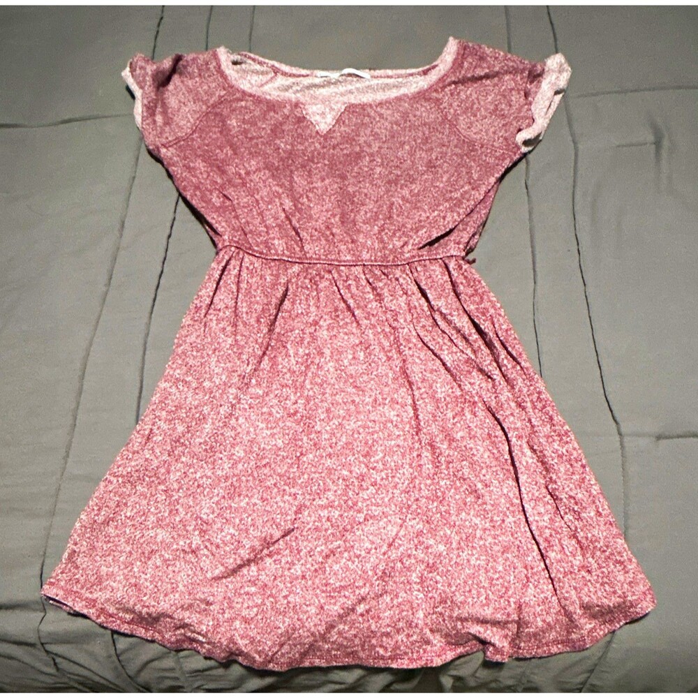 Maurices Women’s Pink Heather Knit Fit & Flare Scoop Neck Cap Sleeve: Size S